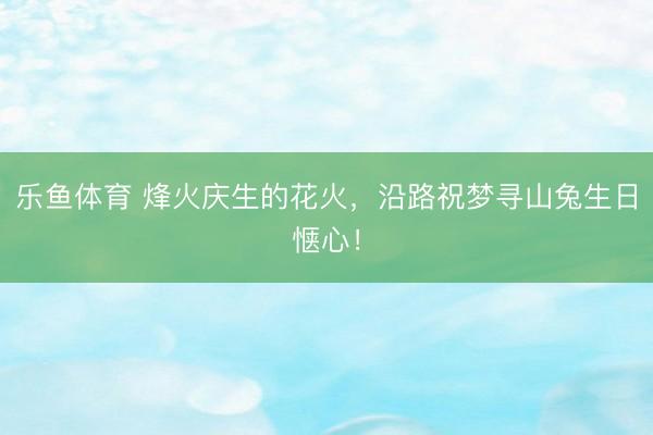 乐鱼体育 烽火庆生的花火，沿路祝梦寻山兔生日惬心！