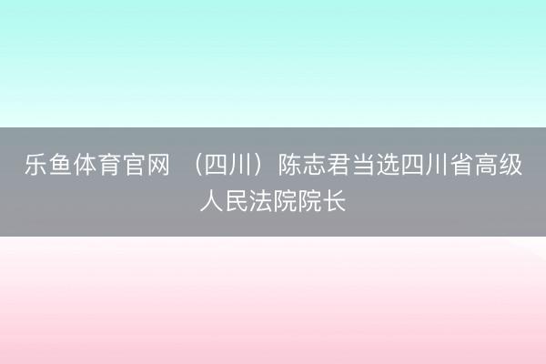 乐鱼体育官网 （四川）陈志君当选四川省高级人民法院院长
