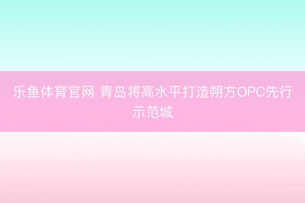 乐鱼体育官网 青岛将高水平打造朔方OPC先行示范城
