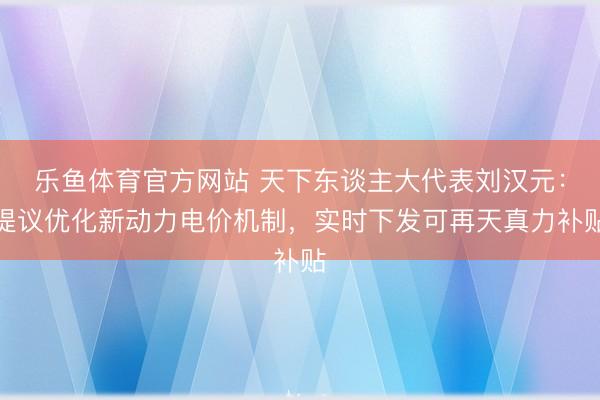乐鱼体育官方网站 天下东谈主大代表刘汉元：提议优化新动力电价机制，实时下发可再天真力补贴