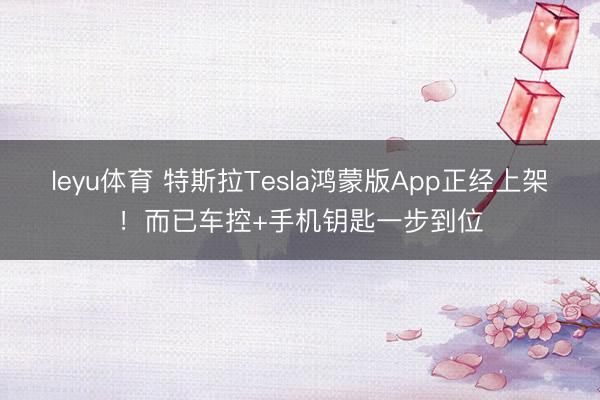 leyu体育 特斯拉Tesla鸿蒙版App正经上架!而已车控+手机钥匙一步到位