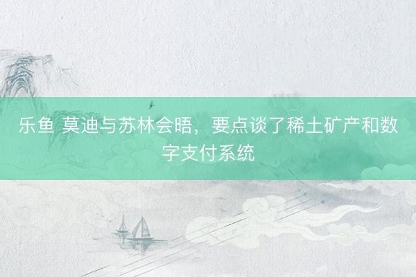 乐鱼 莫迪与苏林会晤，要点谈了稀土矿产和数字支付系统