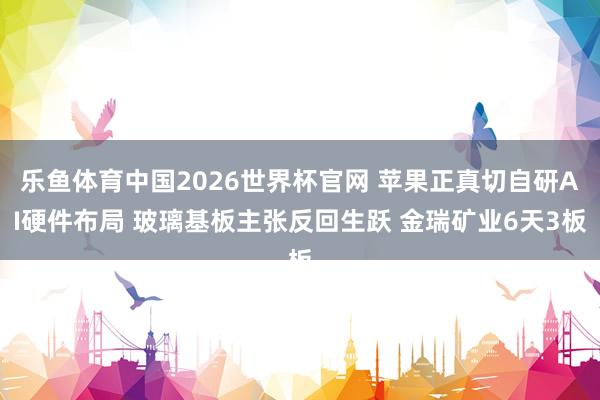 乐鱼体育中国2026世界杯官网 苹果正真切自研AI硬件布局 玻璃基板主张反回生跃 金瑞矿业6天3板