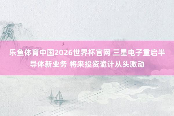 乐鱼体育中国2026世界杯官网 三星电子重启半导体新业务 将来投资诡计从头激动