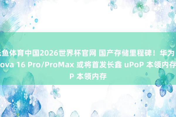 乐鱼体育中国2026世界杯官网 国产存储里程碑！华为 Nova 16 Pro/ProMax 或将首发长鑫 uPoP 本领内存