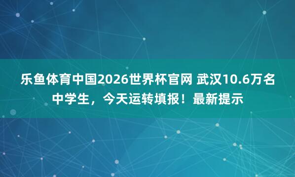 乐鱼体育中国2026世界杯官网 武汉10.6万名中学生，今天运转填报！最新提示