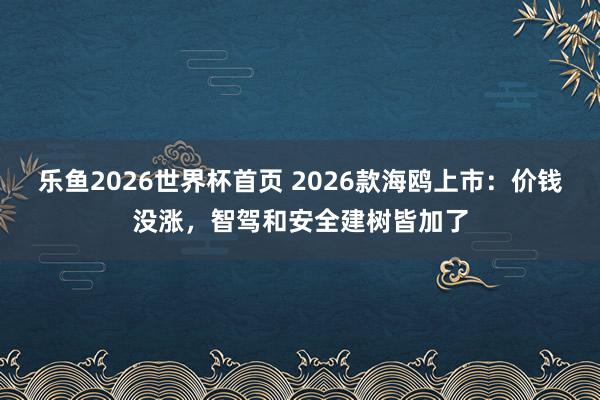 乐鱼2026世界杯首页 2026款海鸥上市：价钱没涨，智驾和安全建树皆加了