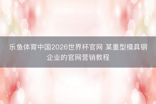 乐鱼体育中国2026世界杯官网 某重型模具钢企业的官网营销教程