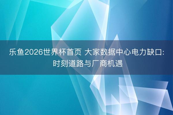 乐鱼2026世界杯首页 大家数据中心电力缺口: 时刻道路与厂商机遇