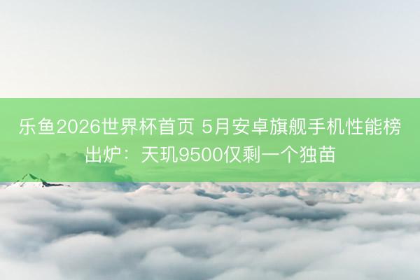 乐鱼2026世界杯首页 5月安卓旗舰手机性能榜出炉:天玑9500仅剩一个独苗