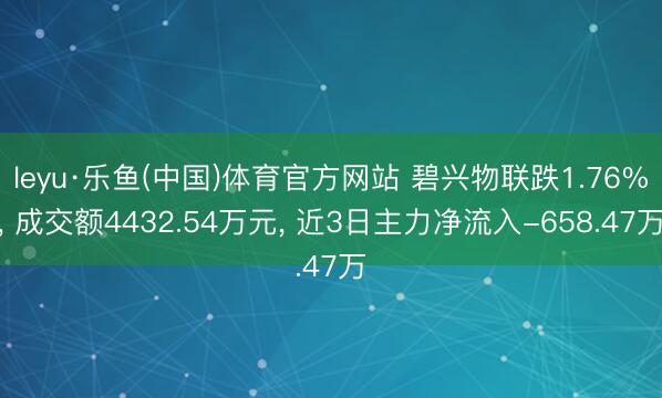 leyu·乐鱼(中国)体育官方网站 碧兴物联跌1.76%， 成交额4432.54万元， 近3日主力净流入-658.47万
